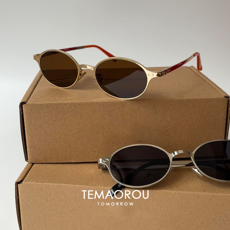 超级修饰脸型~vintager英伦复古茶棕色镜片金边太阳眼镜女款墨镜