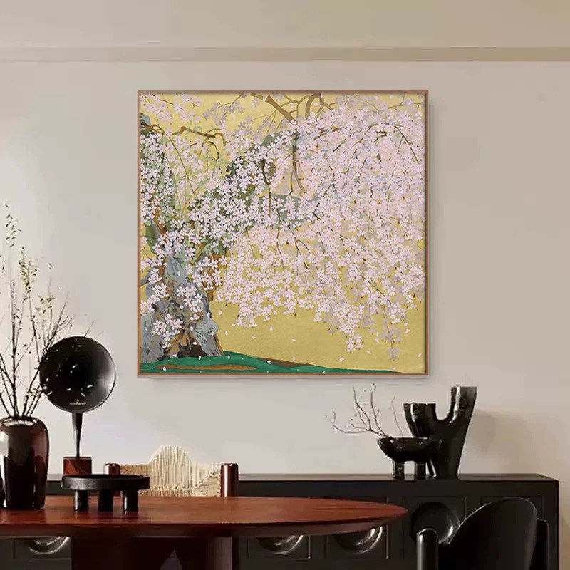 BT|《樱花树》纯手绘客厅绘油画