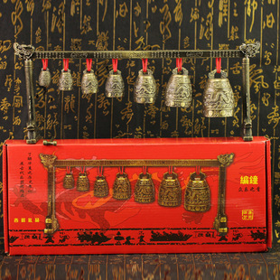 中式合金演奏乐器仿古双层编钟模型摆件工艺品婚庆影视道具