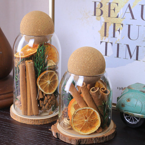 肉桂生财干花束礼盒摆件