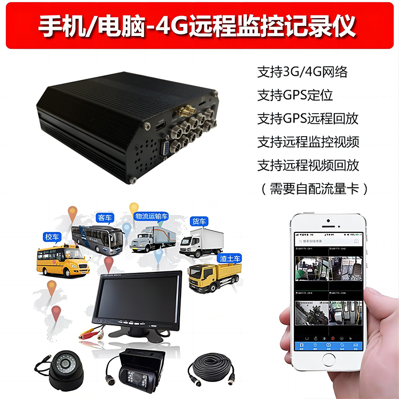 新品4G北斗GPS车船硬盘录像机