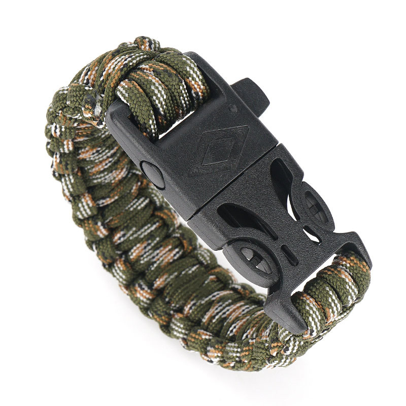 多功能手腕带指南针口哨手链野营逃生户外应急求生手链伞绳手环