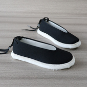 男黑色圆口练功打桩功夫鞋 毛边千层底布鞋 男复古卡扣潮鞋 男防掉跟