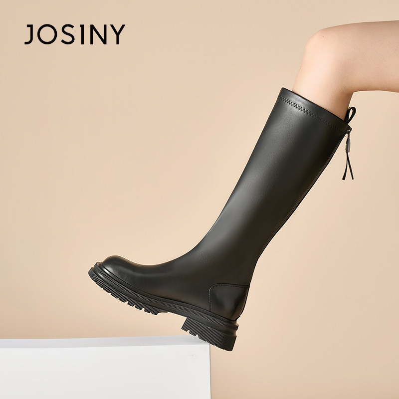 卓诗尼长筒靴女2025秋冬新款厚底小个子靴子显瘦高筒靴百搭骑士靴,女鞋,骑士靴,淘宝优惠券,粉丝福利购,淘宝优惠卷