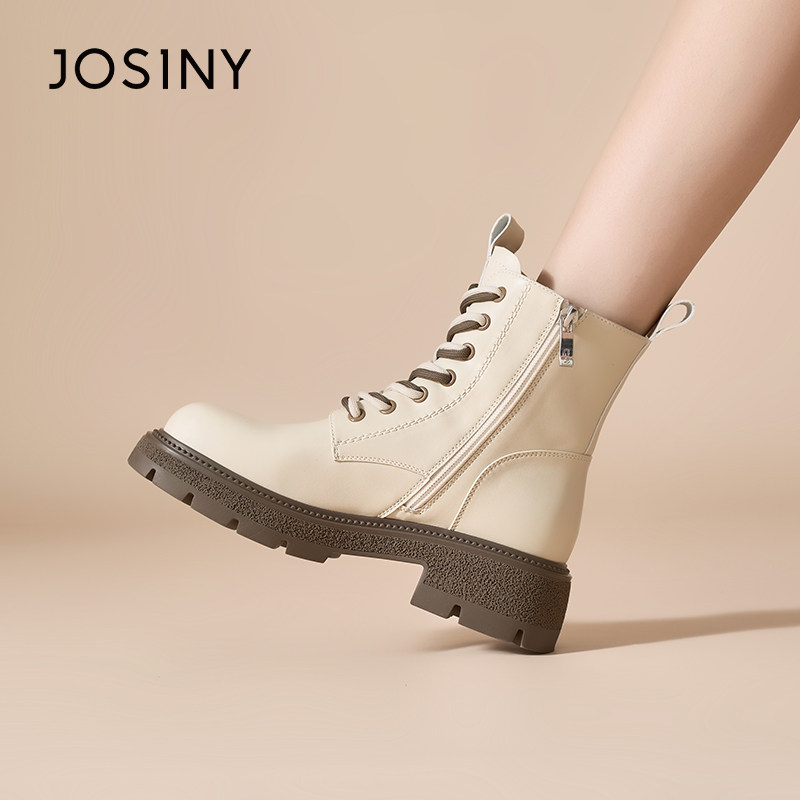 卓诗尼马丁靴女2025秋冬新款短靴英伦风加绒百搭小个子显瘦单靴子