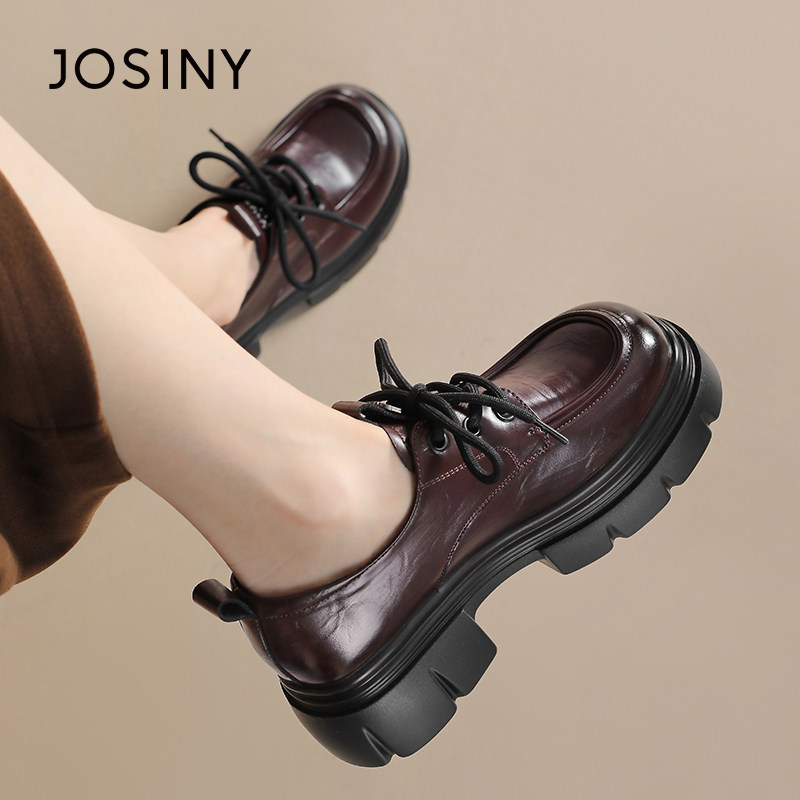 卓诗尼英伦风厚底乐福鞋女2026春季新款增高软底舒适百搭小皮鞋子