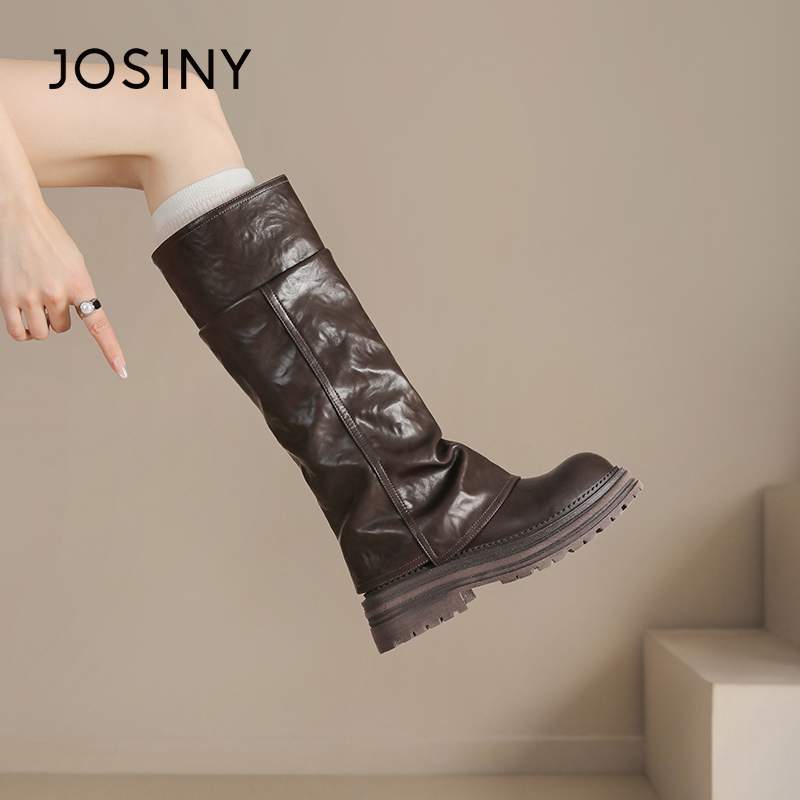 卓诗尼正品美拉德百搭褶皱堆堆靴