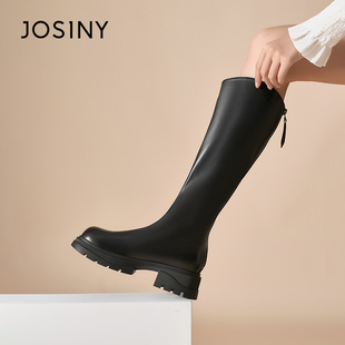 卓诗尼骑士靴女2025年秋冬新款 厚底不过膝长筒靴粗腿显瘦百搭靴子