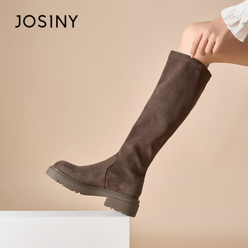 卓诗尼正品不过膝显瘦长筒靴女