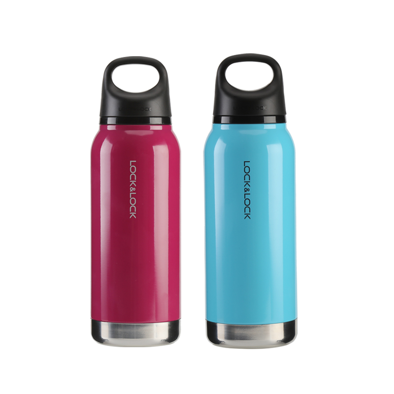 乐扣运动便携手提不锈钢保温杯