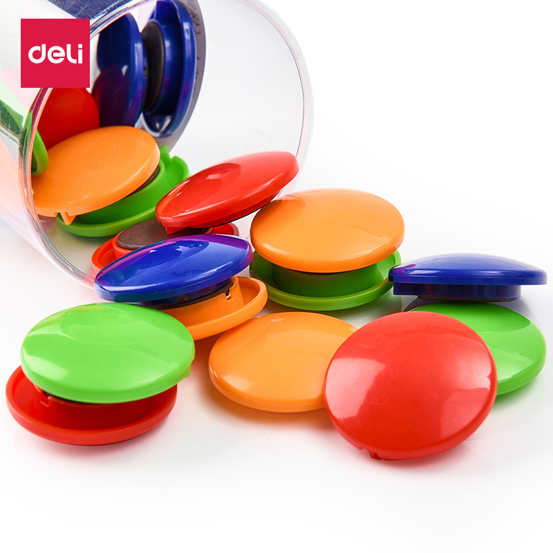 得力磁扣白板磁铁吸贴黑板磁铁贴教具磁力扣强磁磁钉彩色吸铁石教学用