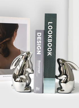 电镀银陶瓷动物摆件黑白素色创意家居客厅办公室前台玄关装饰物品