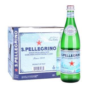 意大利进口圣培露含气天然矿泉水750ml×12瓶装 整箱弱碱高端玻璃