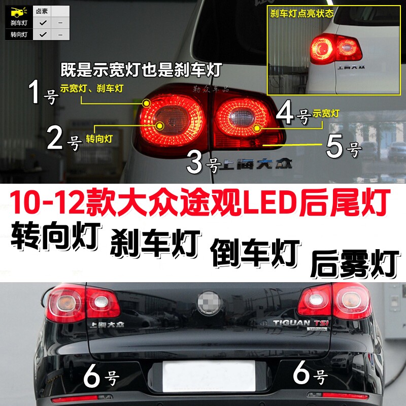 08-12款大众途观后尾灯泡刹车灯泡驻车倒车灯雾灯泡转向灯制动灯