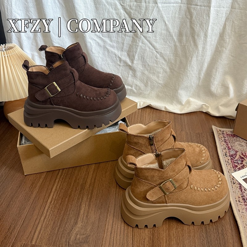 加绒马丁靴女款2025新款冬季小个子厚底增高复古短靴保暖雪地棉靴,女鞋,时尚雪地靴,淘宝优惠券,粉丝福利购,淘宝优惠卷