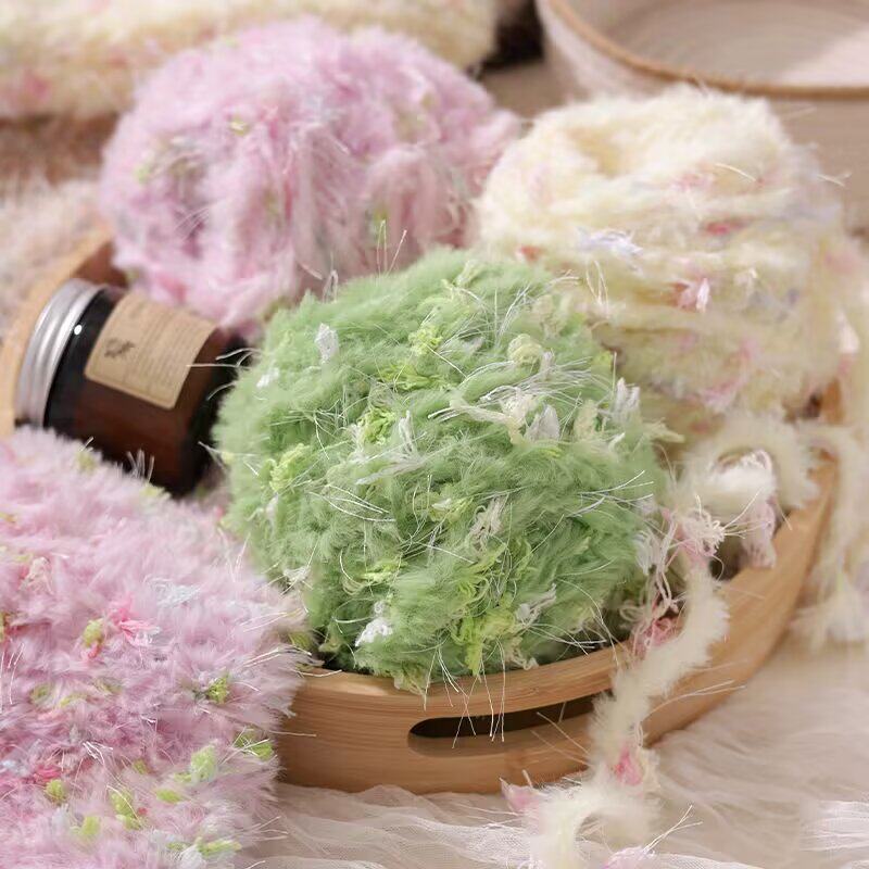 手混皮草线手工diy披肩帽子围巾
