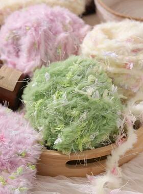 手混皮草线手工diy披肩帽子围巾
