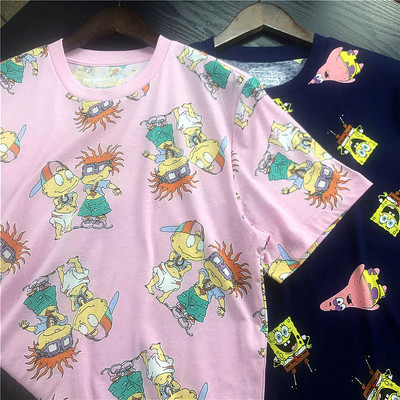 满身印花卡通圆领休闲宽松短袖T