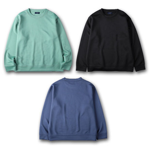 小武出品日系小领口春秋季圆领纯色卫衣男女同款宽松落肩袖素面潮