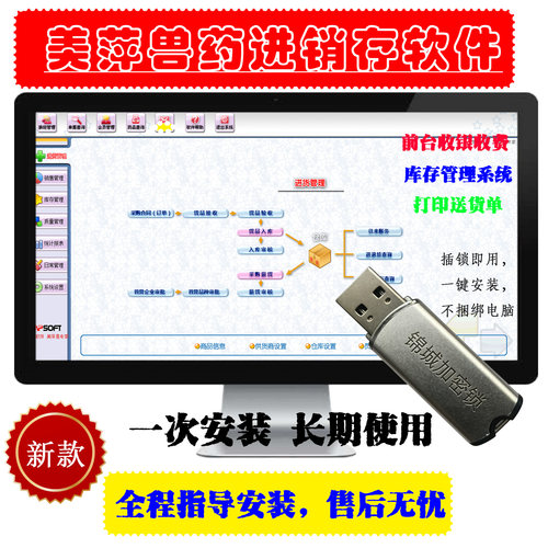 美萍兽药店收银库存会员软件