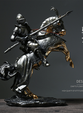 欧洲复古骑士摆件电视柜酒柜办公室装饰罗马盔甲士兵模型家居饰品