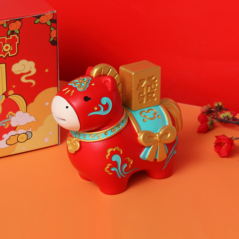 2026国潮马年马上发财存钱罐马年招财储蓄罐摆件新年文创送客户,家居饰品,桌面摆件,淘宝优惠券,粉丝福利购,淘宝优惠卷