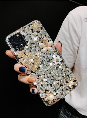 香水瓶水钻iphone17/16promax高级感手机壳全钻12/15pro适用苹果13/14pro花朵镶钻软壳满钻全钻11水晶钻石女