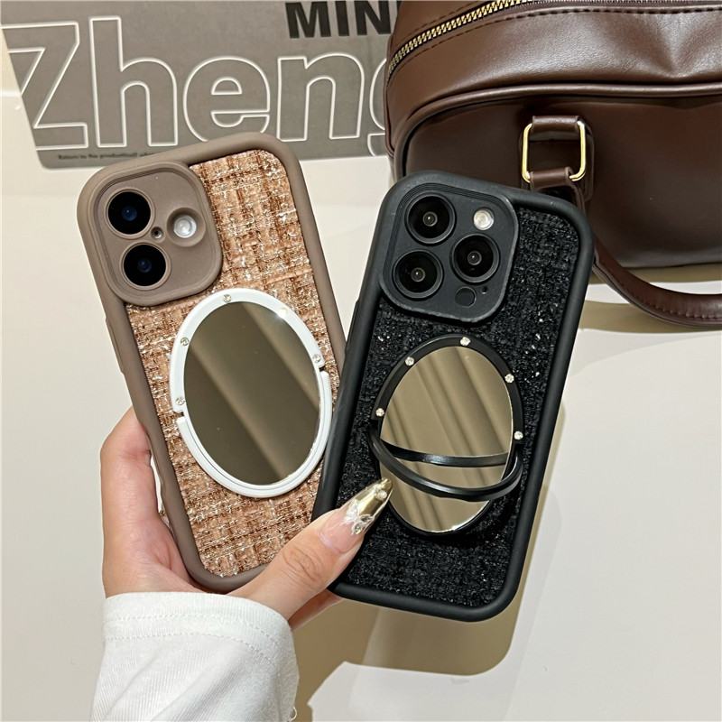 华为mate60pro/p60毛绒小香风mate50镜子手机壳绒布p50pro编织纹mate40pro气垫保护套防摔nova12/荣耀100秋冬