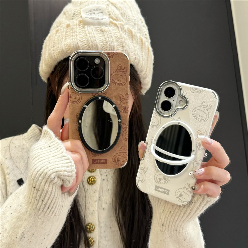 拉布布iPhone镜面小羊皮手机壳