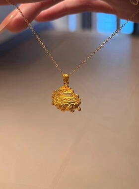 平安吉物聚宝盆吊坠项链女性轻奢高级小众气质好寓意锁骨送女友