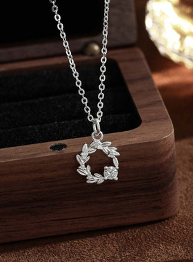 S999纯银幸运花环项链ins高级感小众锁骨链夏季女小红书同款配饰