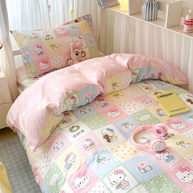 学生宿舍0.9m米中学儿童单人床单床笠被套被罩纯棉床上三件套女生