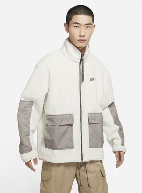 NiKE/耐克 刺绣Logo拉链立领摇粒绒宽松加绒夹克外套 DV8183-072