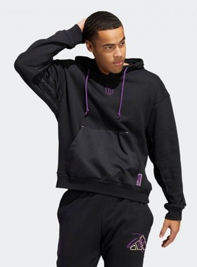 阿迪达斯 Adidas 男款利拉德篮球运动休闲连帽套头衫 HE5464