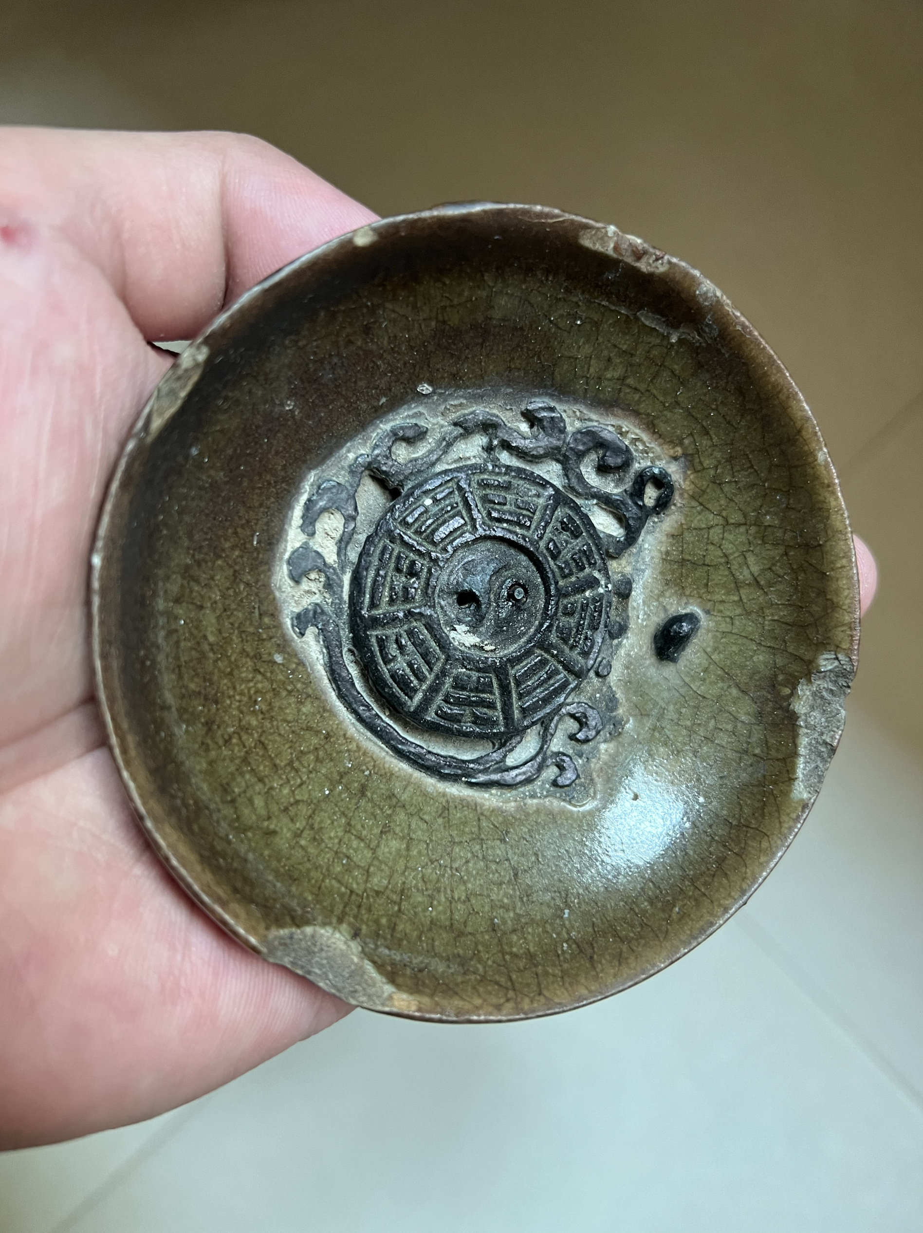 宋代建窑建盏小盏雕刻香插