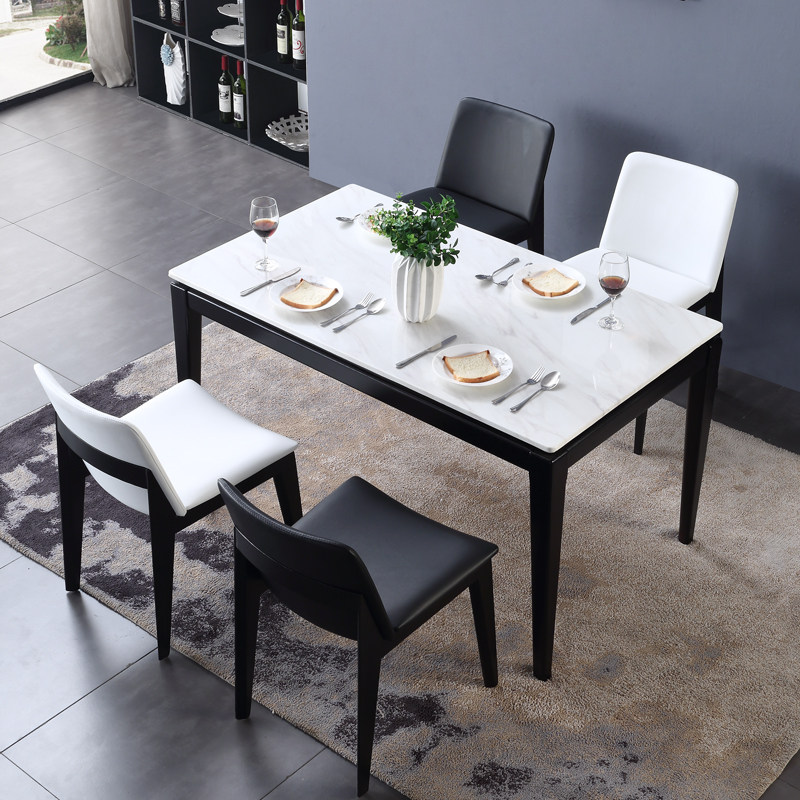 Marble dining table and chair combination modern black and white Simplicity Small apartment solid wood rectangle Dining Table Destroy by fire Stone facein the Residential furniture , Tables , Dining table  category - from Buy2taobao.com to provide professional Taobao agent buy service