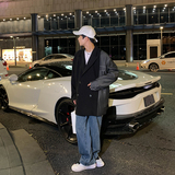 2026秋季新款小西服拼接不对称宽松韩版休闲西服外套黑GX10-P135，男装西服，电商B277(原6028)