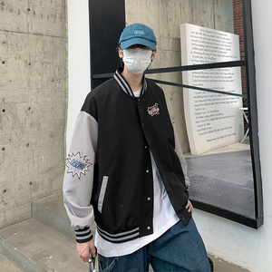 2026秋季新款港风原创棒球服夹克刺绣撞色上衣外套红色 GJ08-P70图片