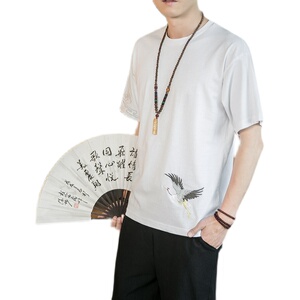 2025春季新款男风棉刺绣短袖上衣透气T恤T18-P45 咖啡厅图片