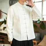 2021春季新款男装中国风衬衫中式盘扣唐装外套汉服上衣蓝C06-P70，男装衬衫，电商B277(原6028)