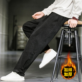 2024冬季新款风加绒加厚解构盘扣小脚宽松休闲裤咖K106-P60，男装休闲裤，电商B277(原6028)