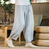 2021春季新款男装中国风宽松休闲裤棉麻透气直筒阔腿裤米K93-P55，男装休闲裤，电商B277(原6028)