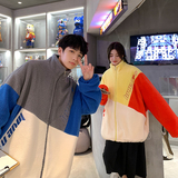 2026冬季新款港风撞色拼接卫衣羊羔毛外套情侣男女夹克GJ30-P105，男装夹克，电商B277(原6028)