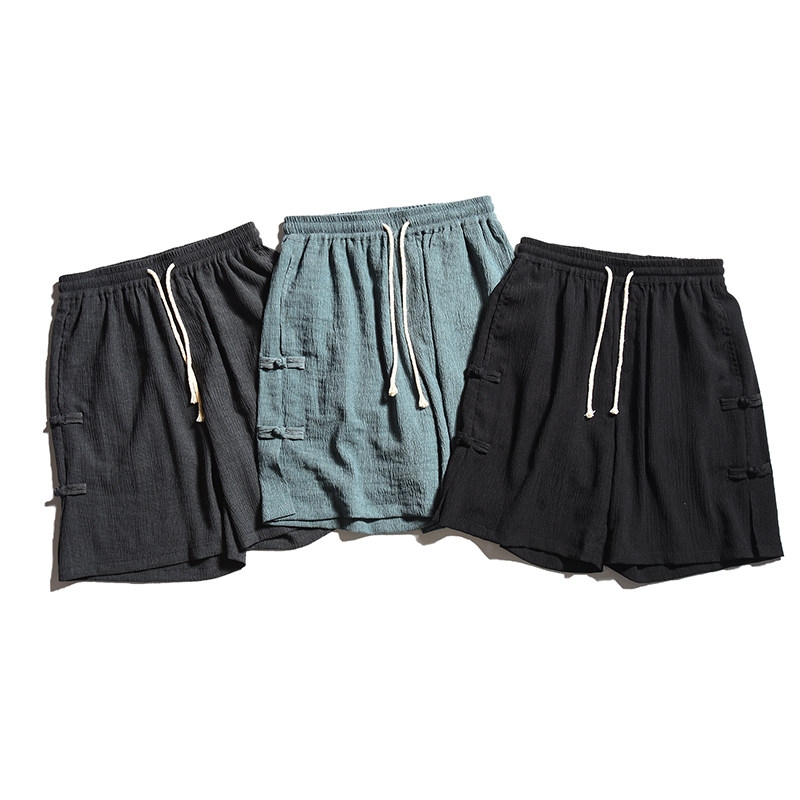 2025夏季新款风原创盘扣设计松紧腰休闲短裤DK93-P45，男装牛仔裤，电商B277(原6028)