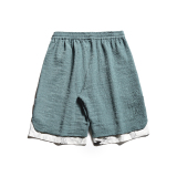 2025夏季新款风拼接仙鹤印花面料休闲短裤DK95-P50，男装牛仔裤，电商B277(原6028)