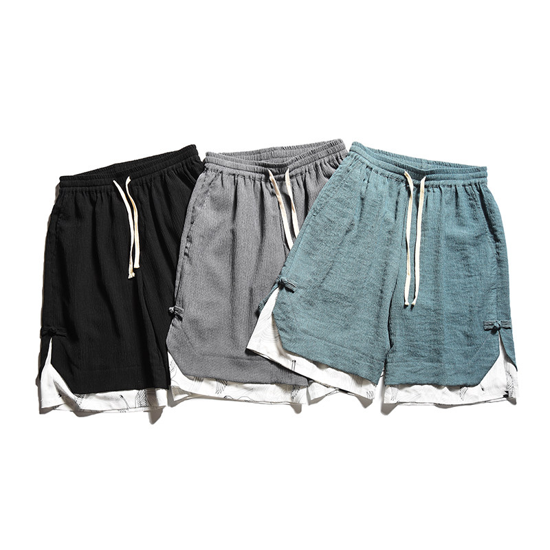 2025夏季新款风拼接仙鹤印花面料休闲短裤DK95-P50，男装牛仔裤，电商B277(原6028)