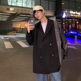 2026秋季新款小西服拼接不对称宽松韩版休闲西服外套黑GX10-P135，男装西服，电商B277(原6028)
