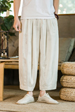 2021春季新款男装中国风宽松休闲裤棉麻透气直筒阔腿裤米K93-P55，男装休闲裤，电商B277(原6028)