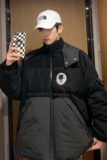 2026冬季新款港风灯芯绒拼接棉衣夹克时尚男女外套黑GM07-P125，男装夹克，电商B277(原6028)
