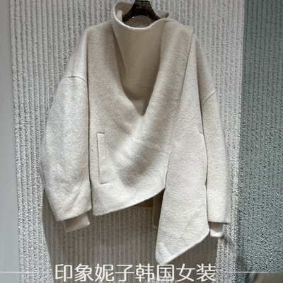 欧洲站2025冬季新款ph23时尚设计感不规则下摆毛呢大衣外套女1721
